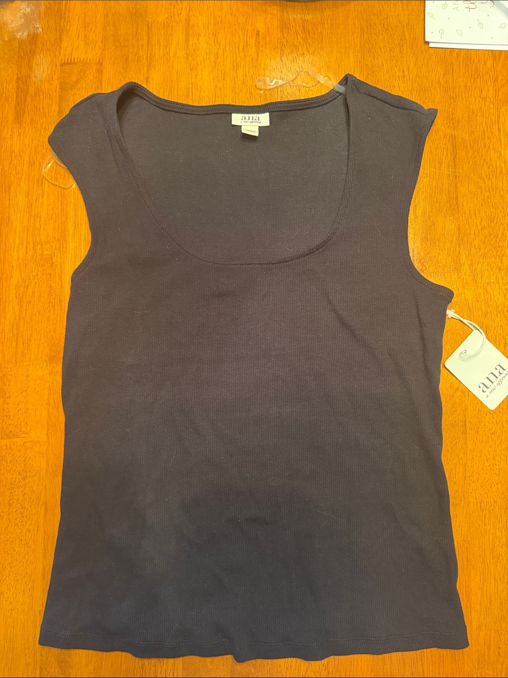 a.n.a Black Ribbed Scoop Neck Tank